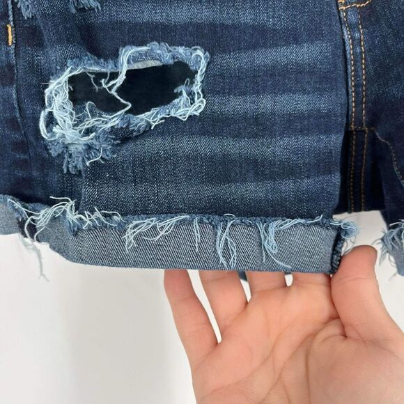 American Eagle Super Stretch Hi Rise‎ Shortie Size 0 destroyed distressed denim - Picture 6 of 14